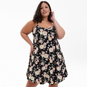Torrid 4X trapeze challis dress back floral pockets 0009
